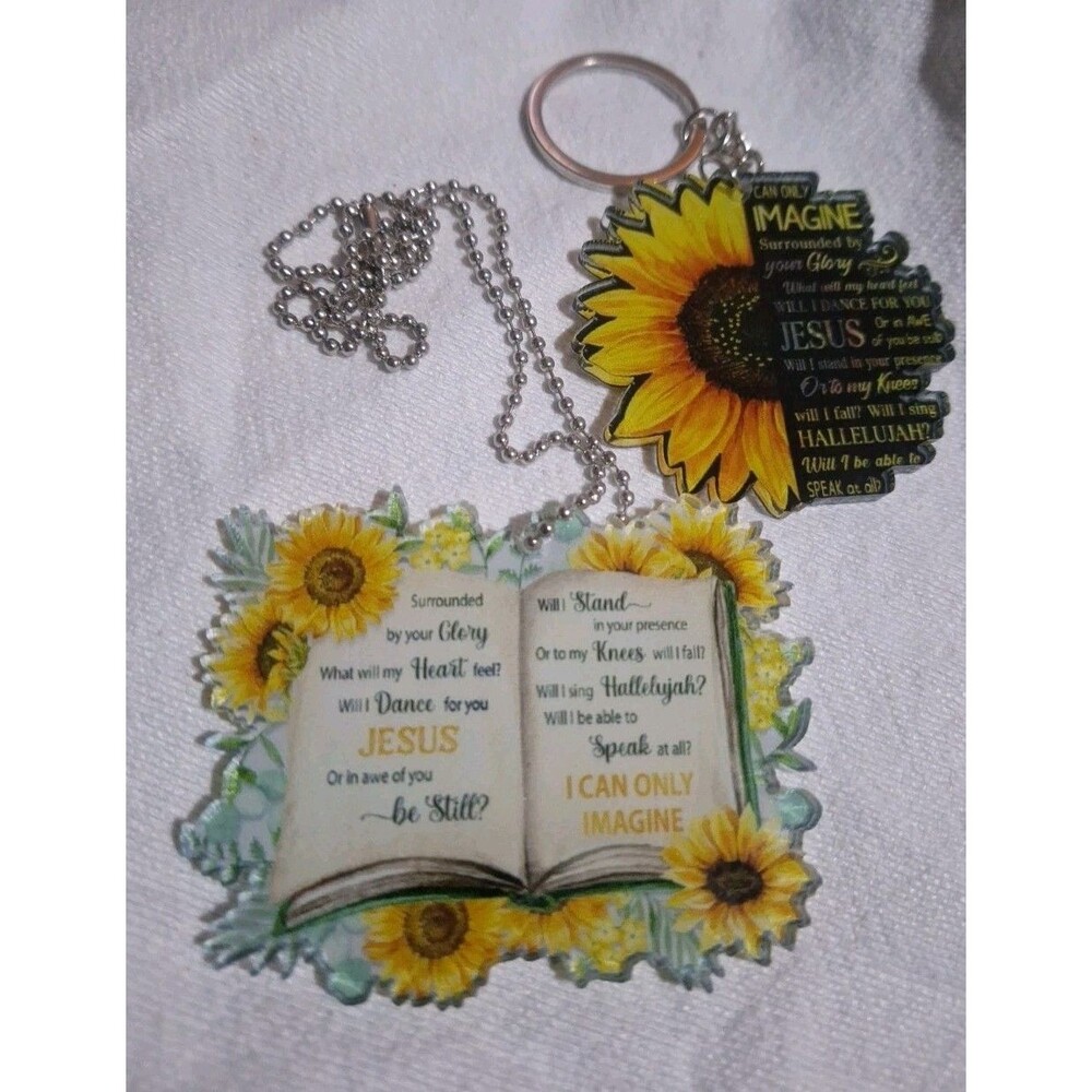 I Can Only Imagine Song Lyrics Keychain & Car Ornament Set of 2 Christian Gift